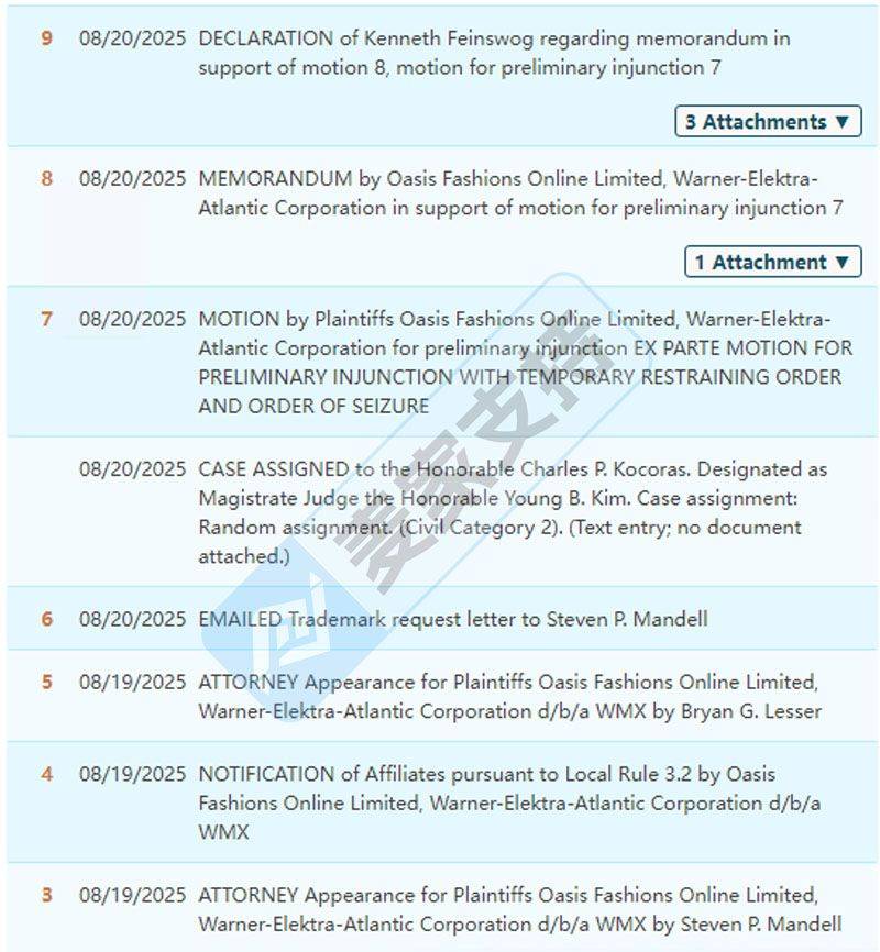 25-cv-09908,Oasis绿洲乐队商标维权来势汹汹,跨境卖家注意避雷